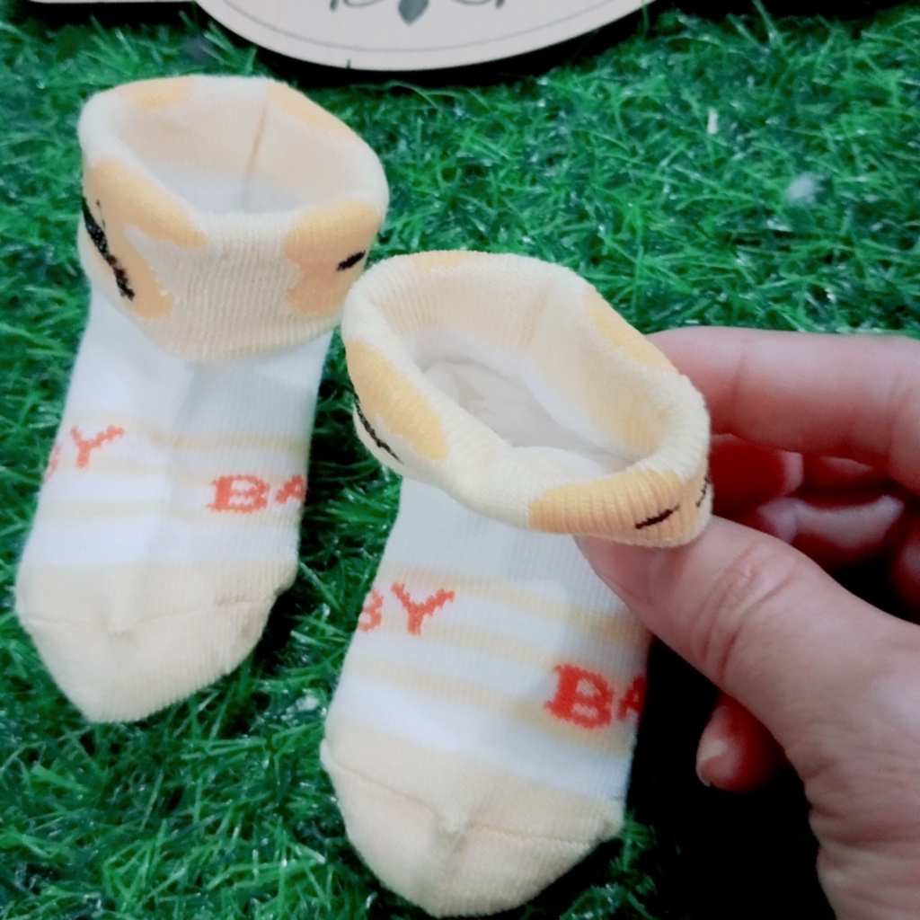 B58 - Séc 2 đôi tất sơ sinh gập cao cổ Quảng Châu loại dầy ấm mềm cho bé trai bé gái