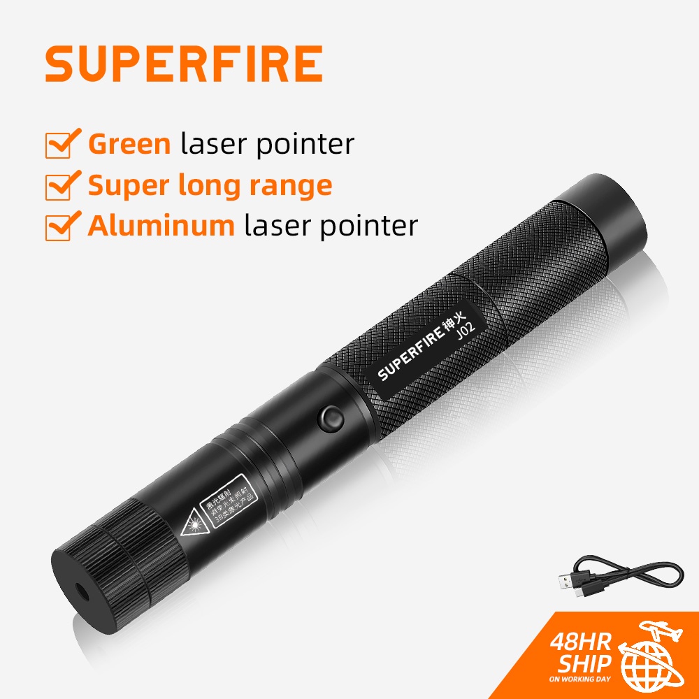 Đèn pin SUPERFIRE J02 chiếu tia laser bằng hợp kim nhôm cổng sạc USB