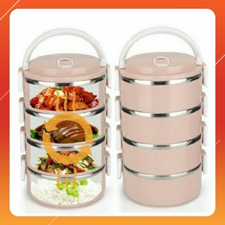 Hộp Cơm Giữ Nhiệt - Cặp Lồng Giữ Nhiệt Lúa Mạch 4 Tầng Ruột Inox