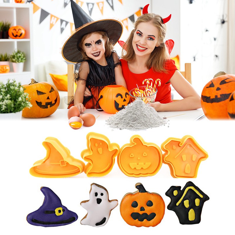 Set 4 Khuôn Cắt Bánh Quy Tạo Hình Chủ Đề Halloween