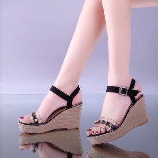  Giày đế xuồng cao gót 9p quai trong phối đinh tán - X007 