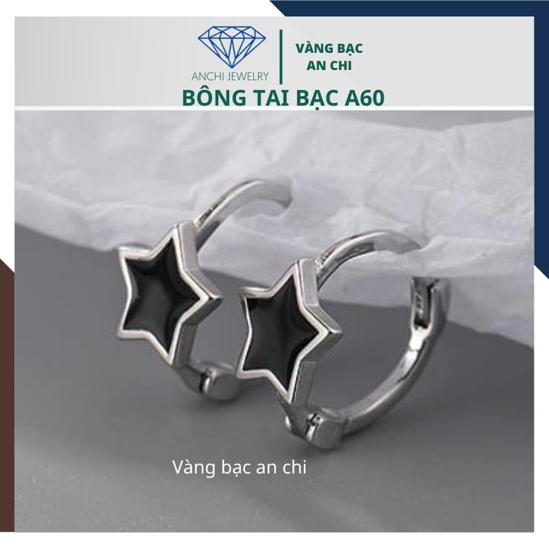 Khuyên tai nam nữ bạc tròn đính ngôi sao dài - bạc ý 925 cao cấp - Anchi jewelry , NHIỀU MẪU