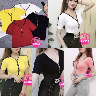 Áo thun kiểu tia kéo cổ sâu- ẢNH THẬT 100%