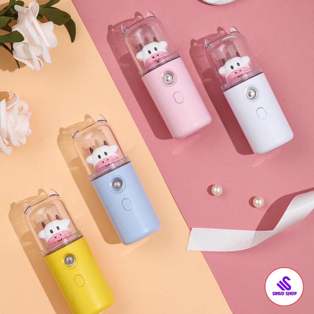 Máy Phun Sương Mini cầm tay Hình thỏ, bò sữa dễ thương  - Tích Điện Phun Sương Hơi Nước Tạo Ẩm (Hot)