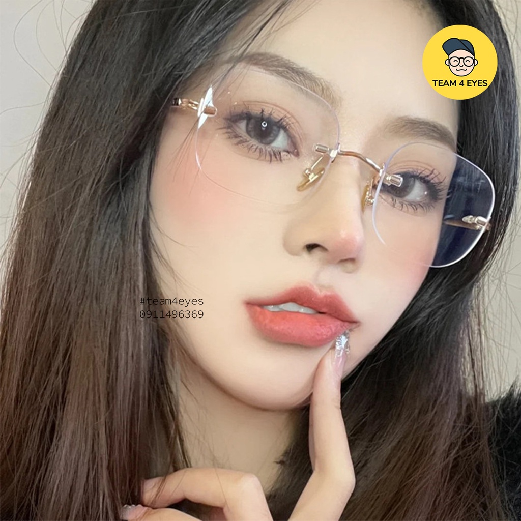 Gọng kính cận vuông bầu bắt ốc thời trang trendy Team4eyes