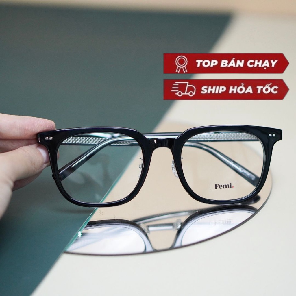 Gọng kính cận vuông Femi Baker mắt kính nam nữ