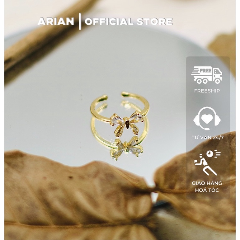 Nhẫn nữ bạc  Arian accessories họa tiết nơ đá. Nhẫn đá bạc 925 phong cách Hàn Quốc