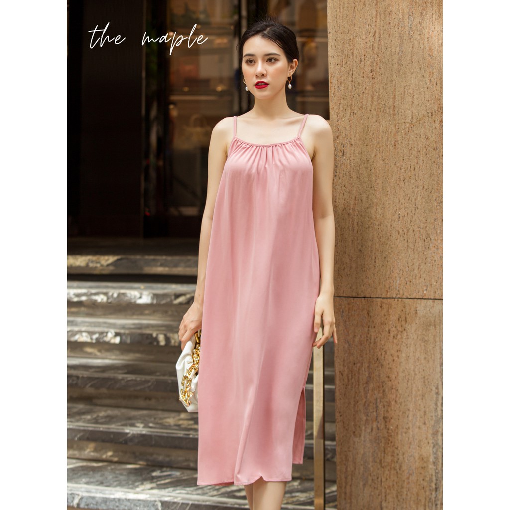 Đầm Maxi Hai dây The Maple Freesize Hồng phấn | BigBuy360 - bigbuy360.vn