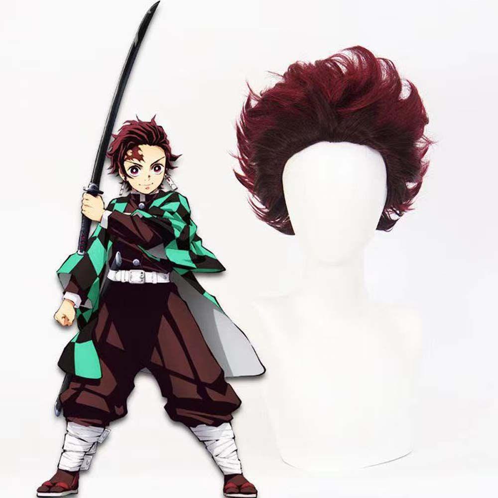 Bộ Tóc Giả Ngắn Cosplay Nhân Vật Tanjiro Kamado Chất Liệu Sợi Tổng Hợp Chịu Nhiệt