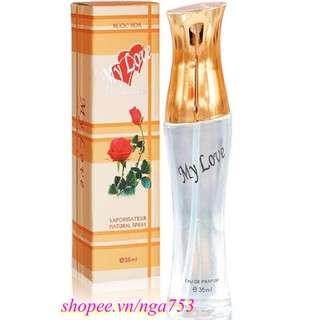 Nước Hoa Nữ 35ml My Love Hộp Màu Sọc Vàng Nhạt Chính Hãng.