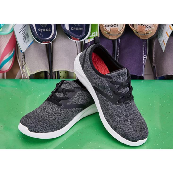 GIÀY DÁNG THỂ THAO C.ROC.S VẢI DỆT LITERIDE BUỘC DÂY CHO NAM MÀU XÁM JOU
