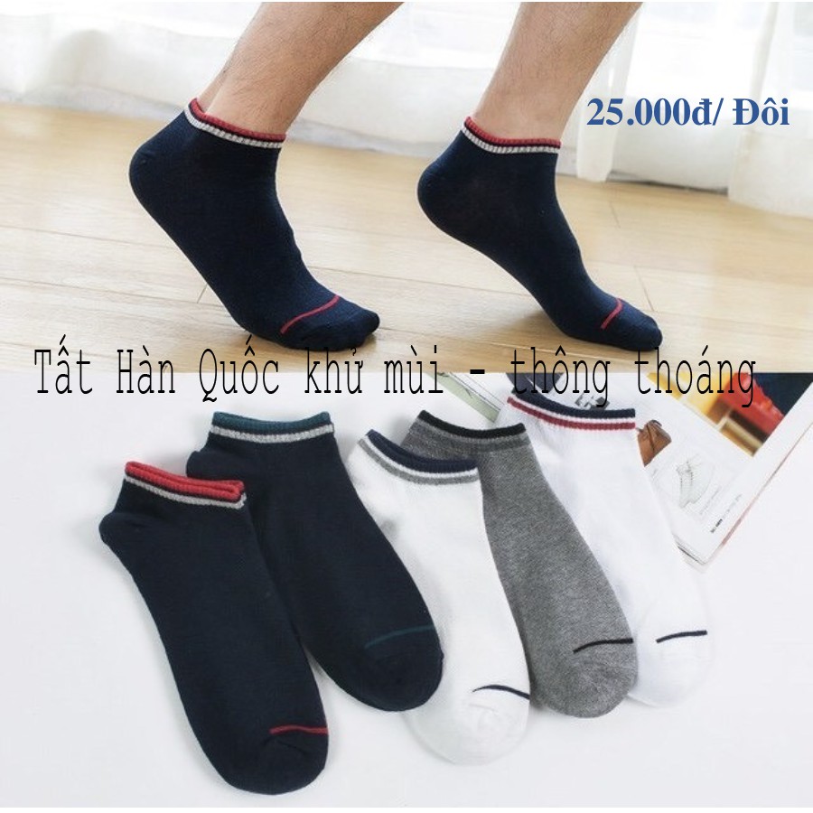 Tất vớ mang giày nam &amp; nữ cổ ngắn dáng lười - Hàn Quốc viền cổ - khử mùi