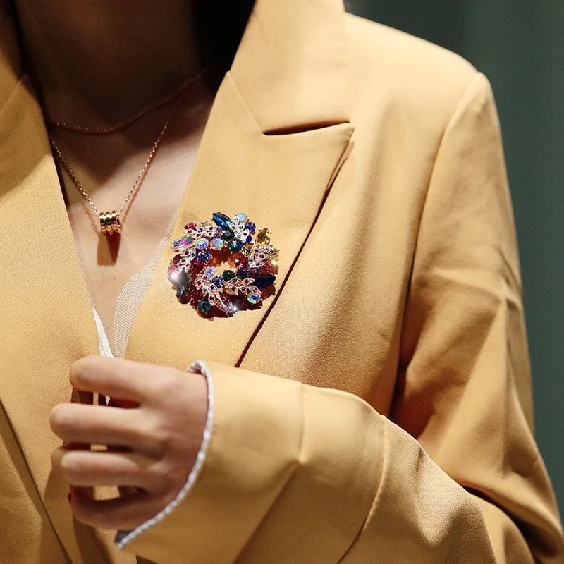 Ghim Cài Áo Đính Đá Pha Lê Nhân Tạo Sang Trọng Dành Cho Nam Và Nữ