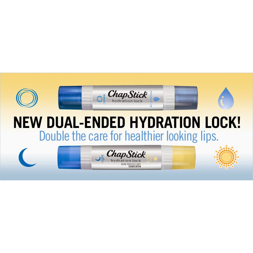 Son dưỡng môi 2 đầu giữ ẩm &amp; tái tạo ChapStick Dual-Ended Hydration Lock Moisturize and Renew 2,2g (Mỹ)