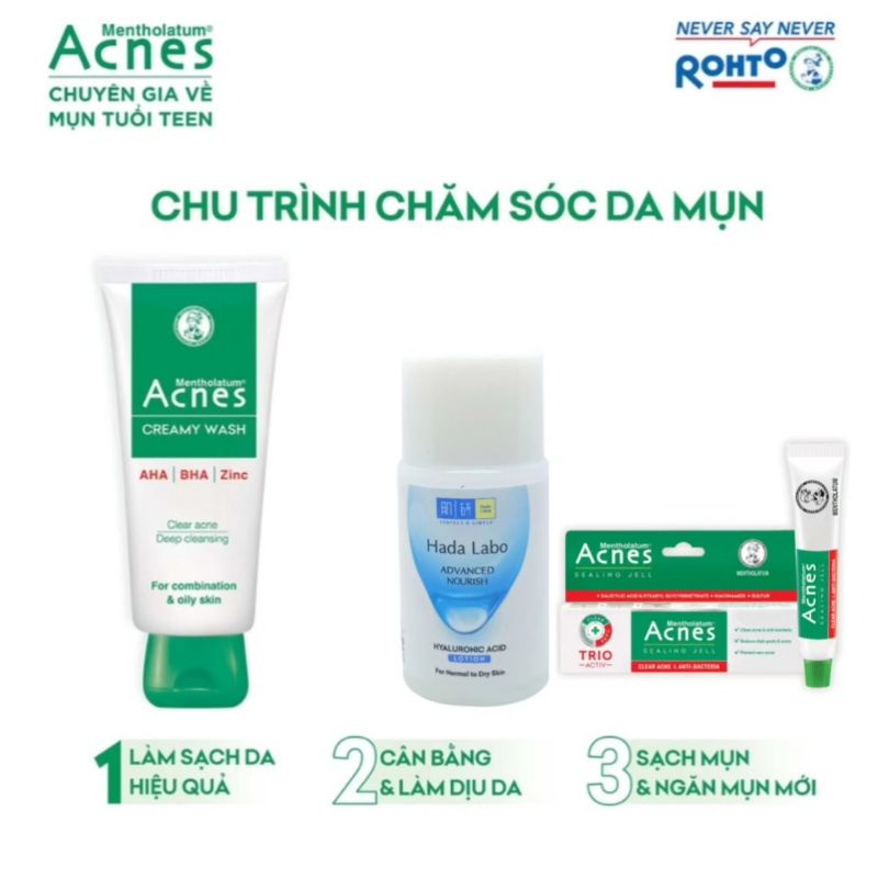 Bộ sản phẩm ngăn ngừa mụn 3 bước giảm mụn sau 7 ngày Acnes (CHÍNH HÃNG) Giảm thâm sáng da mịn màng