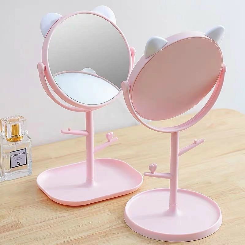 Gương Tai Mèo Mini Để Bàn Trang Điểm