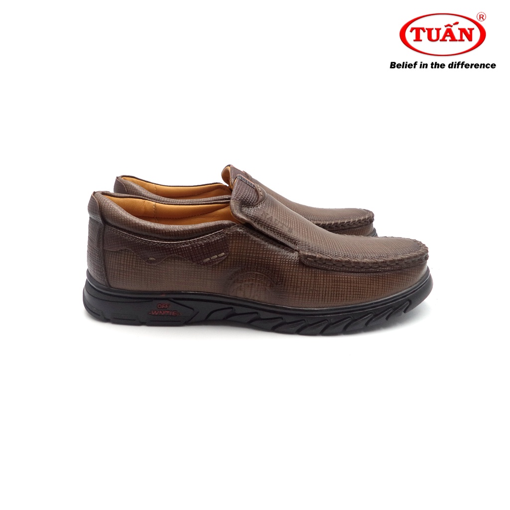 Giày da nam giày mọi cao cấp quai da nhập khẩu đế cao su thương hiệu Tuấn GXHU-244