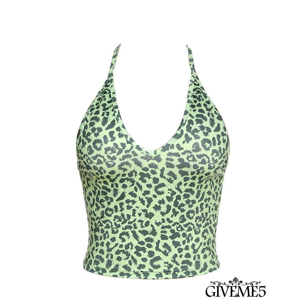 Áo Hai Dây Cổ Sâu Họa Tiết Da Báo Quyến Rũ Cho Nữ