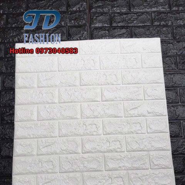 Xốp dán tường giả gạch 3D màu trắng