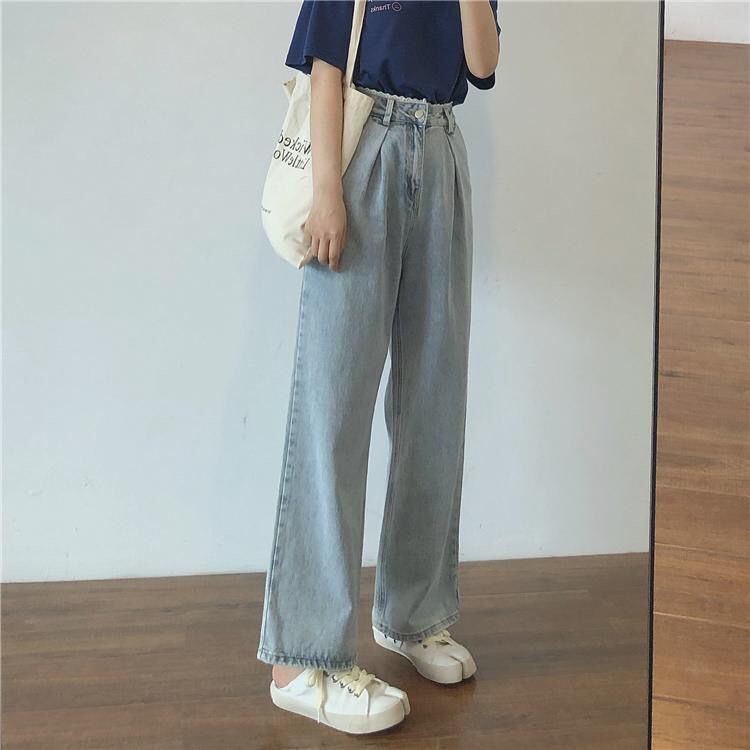 Quần jeans suông nữ ulzzang lưng viền ren siêu hot có ảnh thật feedback siêu hịn nha