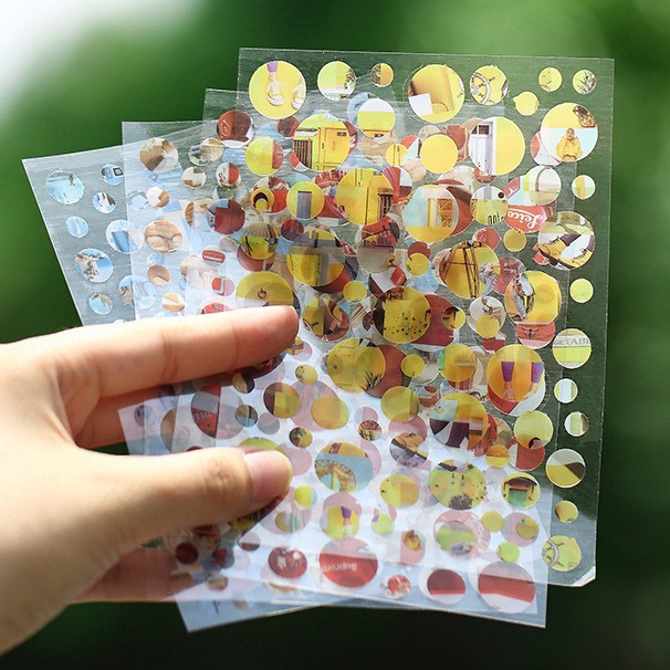 Sticker - Bảng 60 Sticker Chấm Tròn Có Họa Tiết