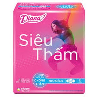 Combo 6 gói Băng vệ sinh ban ngày Diana Siêu thấm Siêu mỏng không cánh 23cm (8 miếng)
