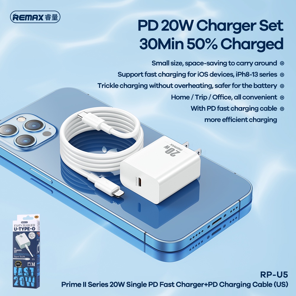 Bộ sạc nhanh PD20w cho iPhone RP-U5 - Chính hãng REMAX