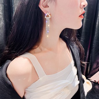 Fashion Earrings Exaggerated Rhinestone Long Fringed Earrings Korean Style