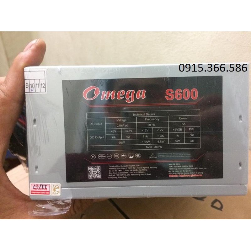 Nguồn máy tính Omega S600 Fan 12