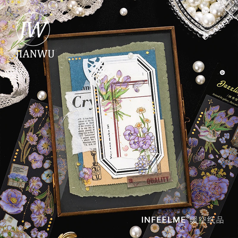 Bộ 3 Miếng Dán Trang Trí Sổ Tay/Nhật Ký Hình Hoa Dễ Thương DIY