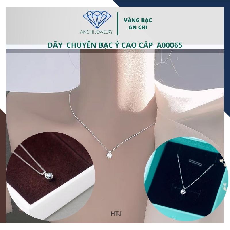 Dây chuyền mặt nơ đính đá, chuẩn bạc ta cao cấp sáng đẹp - Anchi jewelry