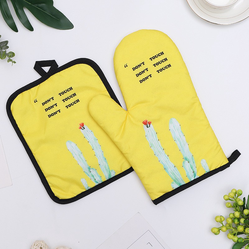 A set of gloves and a convenient oven mat