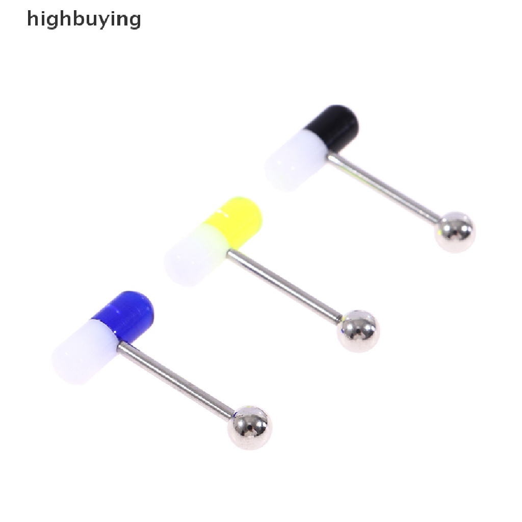 HBVN Belle 10pcs/lot Colorful Capsule Tongue Rings Acrylic Pill Tongue Piercing Ring Punk Modish