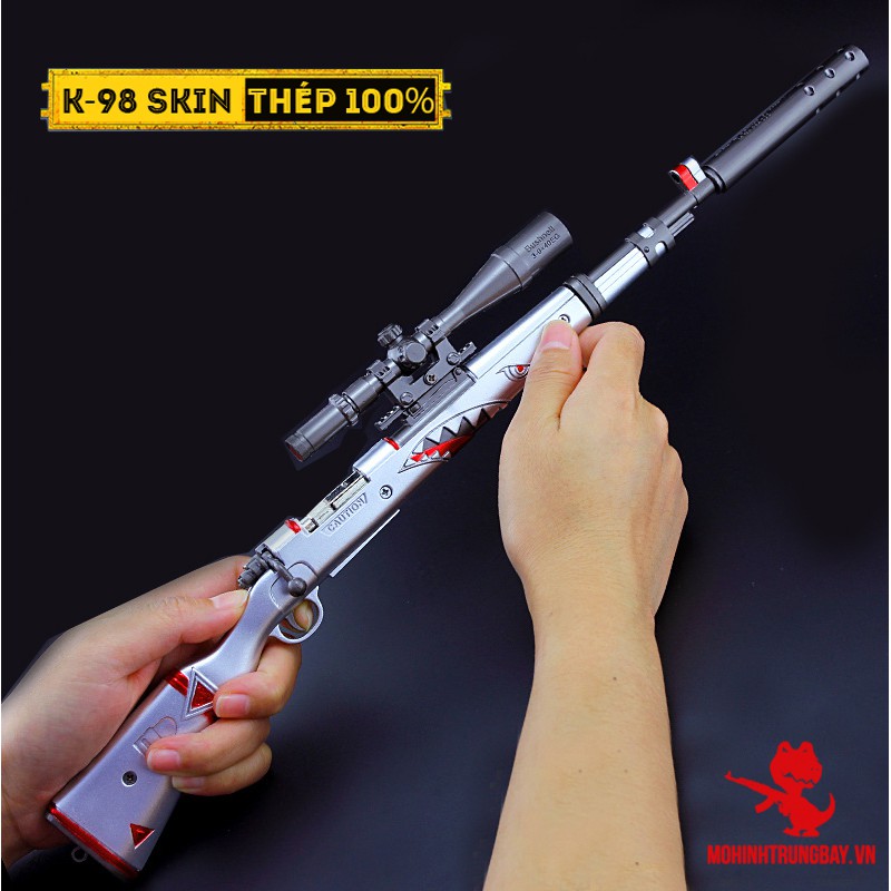 Mô HÌnh PUBG Kar98 Skin Shark Bite Max Size Cao Cấp Tặng Kèm Kệ Trưng Bày 19cm