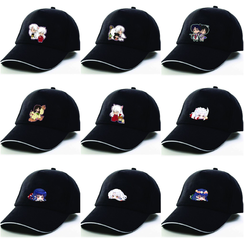 Mũ nón lưỡi trai đen in hình INUYASHA KHUYỂN DẠ XOA anime chibi thời trang phong cách
