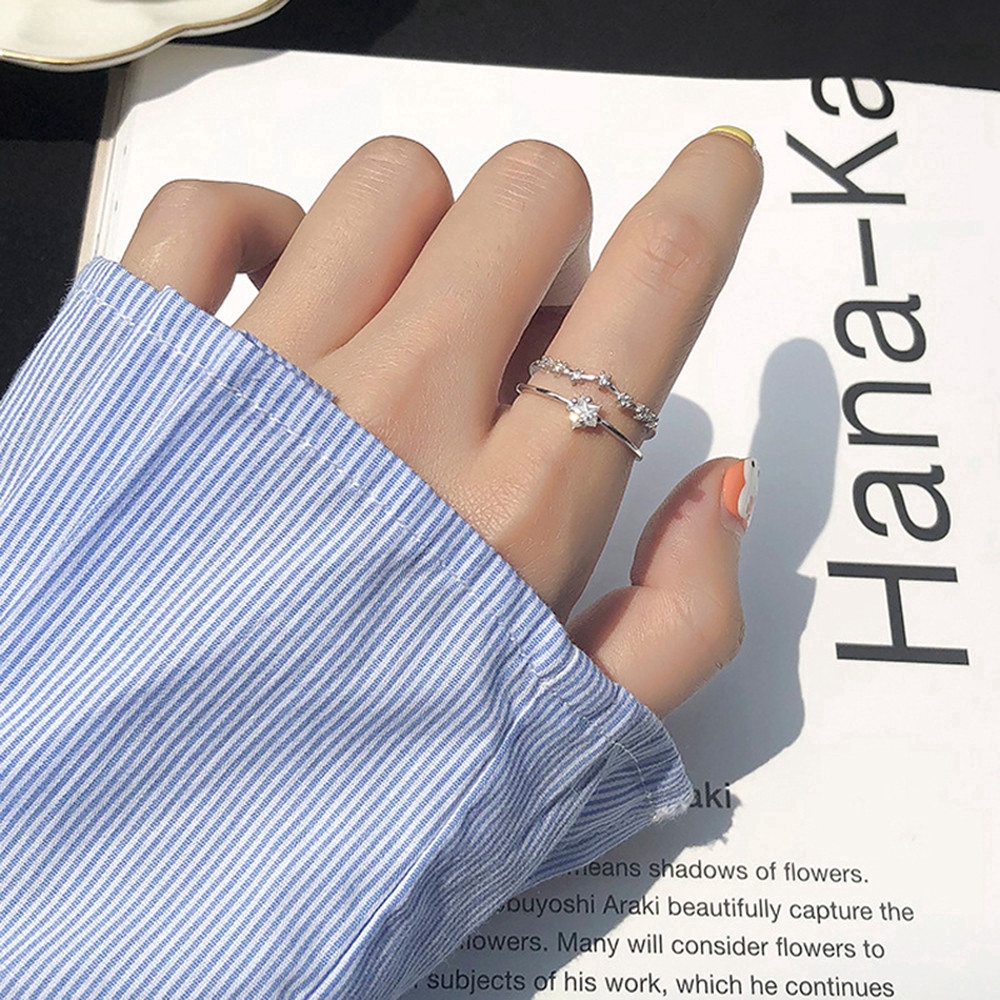 Nhẫn 2 tầng họa tiết ngôi sao xinh xắn thời trang dành cho đám cưới