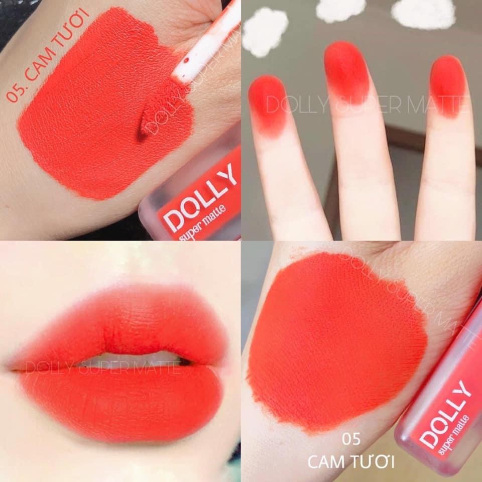 Son Lì Son Kem DOLLY MATTE Không Chì Cao Cấp Chính Hãng Màu (Tặng son dưỡng và gương mini)