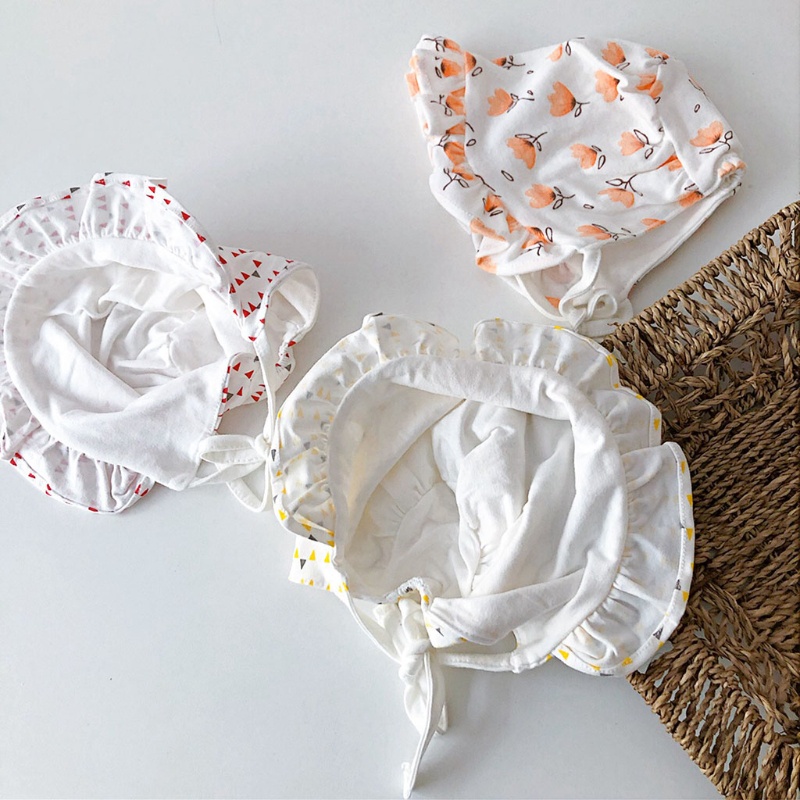 Mũ Cotton Phối Ren Dễ Thương Dành Cho Bé Gái