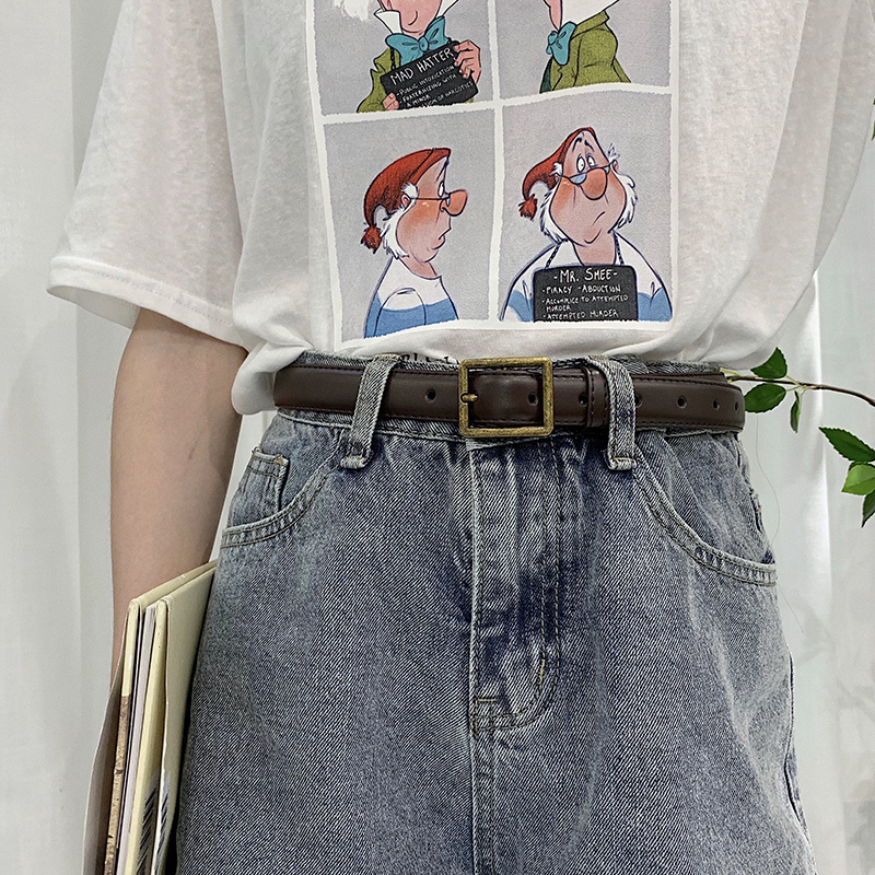 Thắt Lưng Khóa Mạ Vàng Phong Cách Retro Hàn Quốc