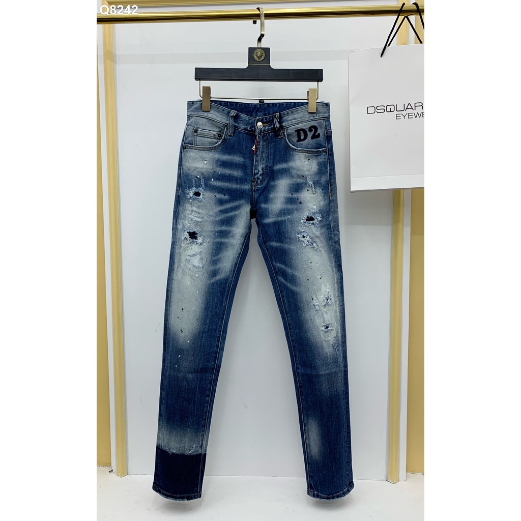 Quần Jean Dsquared loang rách logo D2 thêu túi LA on web