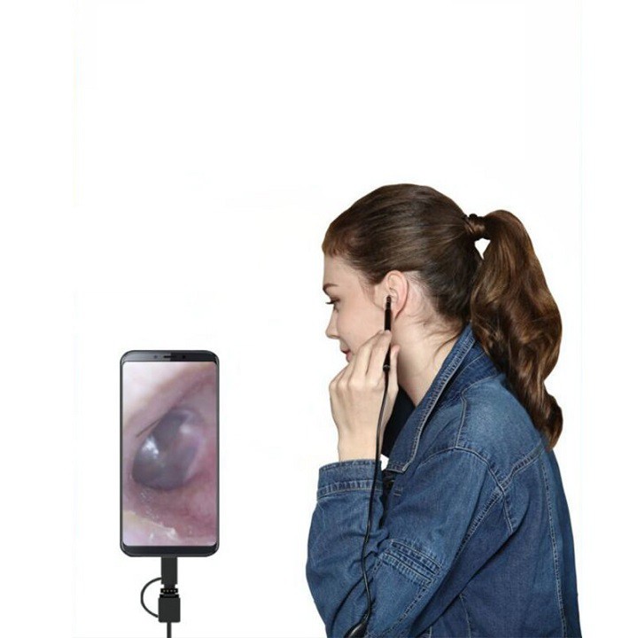 Camera nội soi lấy ráy tai có đèn LED hỗ trợ kết nối USB với điện thoại thông minh