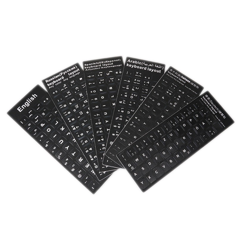 Sticker dán bàn phím laptop với 6 ngôn ngữ tiếng anh