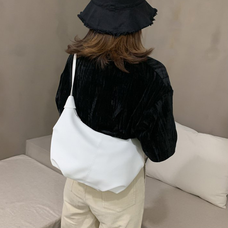 Túi xách IELGY hình bánh mì đeo 1 vai có khóa kéo màu đen thời trang cổ điển giản dị cho nữ