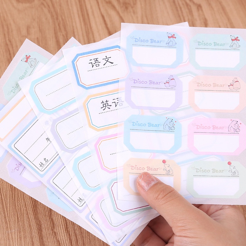 Set 6 tấm nhãn dán phân loại chống thấm nước họa tiết hoạt hình cho học sinh