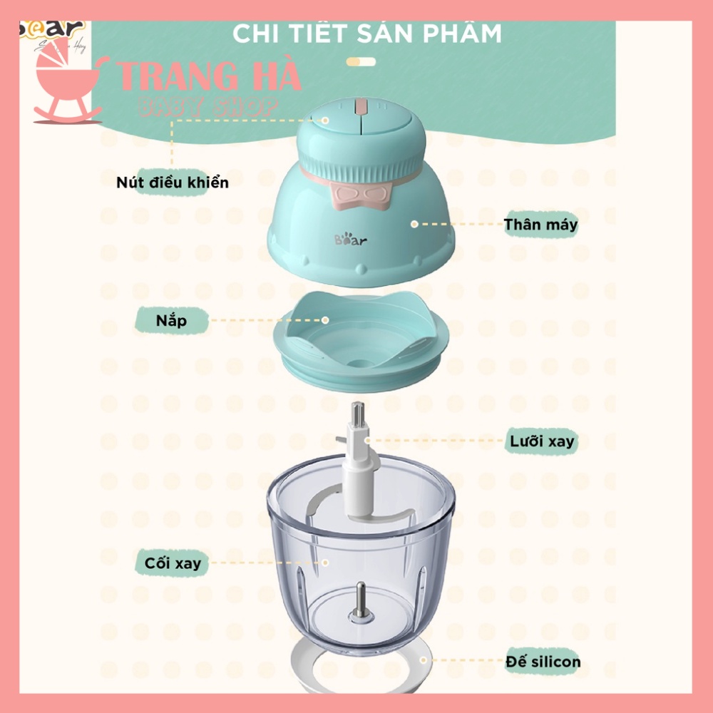 (Bản Quốc Tế) Máy Xay Ăn Dặm Bear 0,6L GR B06V1 Hình Nơ Xay Đa Năng Tiện Dụng Cho Bé Bảo Hành Chính Hãng 18 Tháng