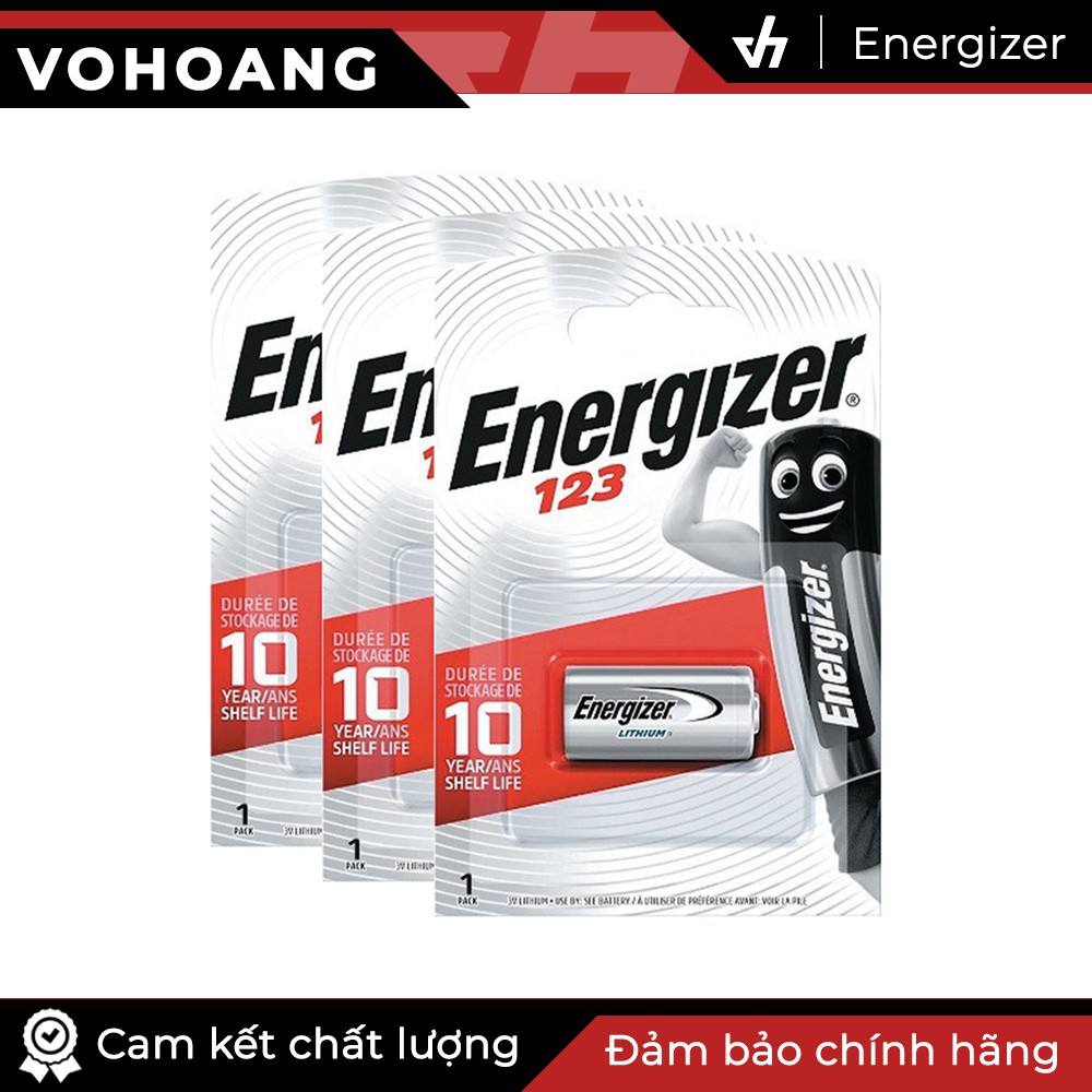 Bộ 3 Pin Energizer 123 (CR123A) Lithium 3V