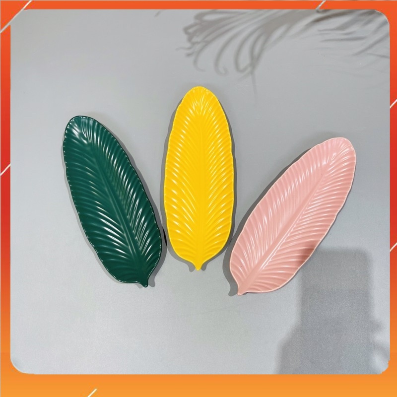 Đĩa gốm sứ decor trang trí đồ ăn đĩa lá chuối độc lạ