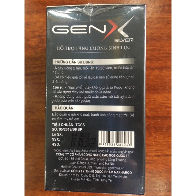 Viên uống hỗ trợ sinh lý, xuất tinh sớm, rối loạn cương dương GenX Silver Chính Hãng | BigBuy360 - bigbuy360.vn