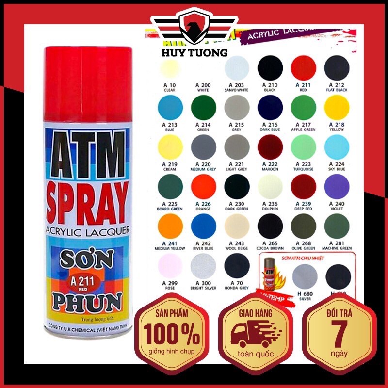 Sơn phun ATM SPRAY - full màu 🌈 Chat để chọn thêm màu/ Mua từ 5 hộp còn 26.000