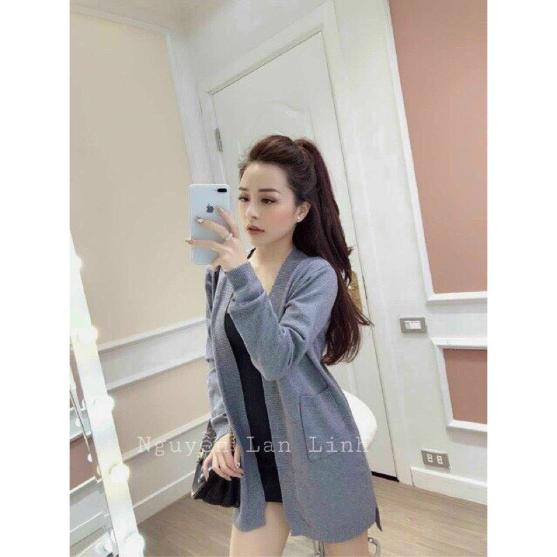 Áo khoác cardigan dài hai túi hàng cao cấp!